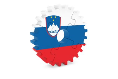 Slovence sanayi kavramı - Slovenya bayrağı 3d Cog Wheel bulmaca illüstrasyon