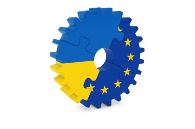 Ukrayna ve Avrupa işbirliği kavramı 3d çizim