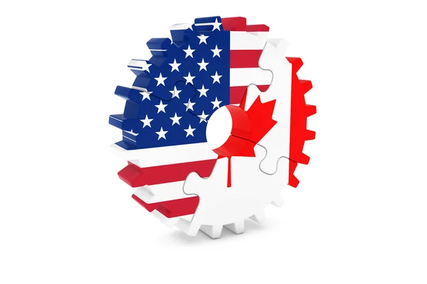 Αμερικανικές και καναδικές συνεργασία έννοια 3d απεικόνιση — Φωτογραφία Αρχείου