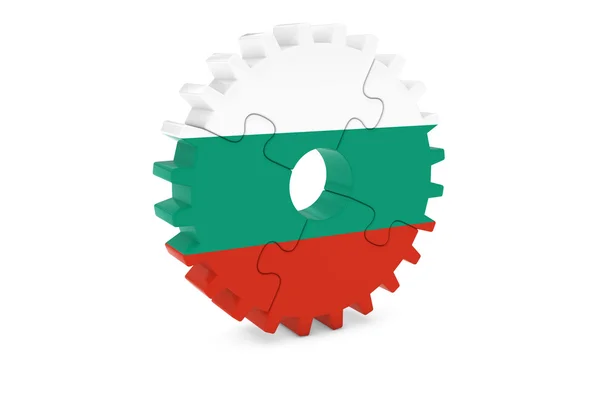 Bulgar Sanayi Kavramı - Bulgaristan Bayrağı 3d Cog Wheel Puzzle İllüstrasyon — Stok fotoğraf