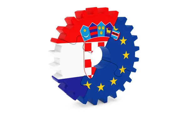 Kroatiska och europeiskt samarbete konceptet 3d Illustration — Stockfoto