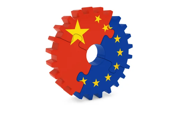 Conceptul de cooperare chineză și europeană 3D Illustration — Fotografie, imagine de stoc