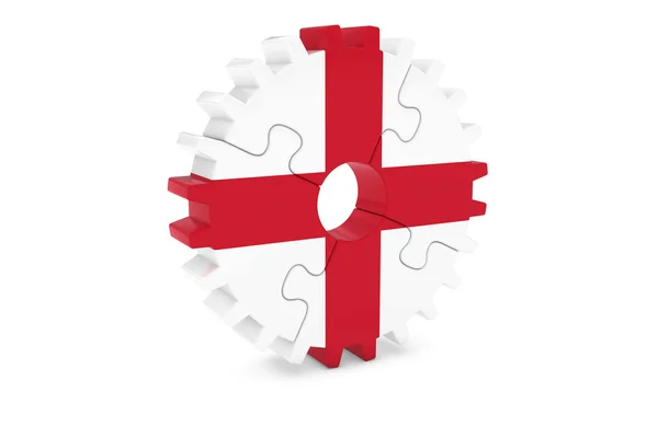 İngiliz Sanayi Kavramı - İngiltere Bayrağı 3d Cog Wheel Puzzle İllüstrasyon — Stok fotoğraf