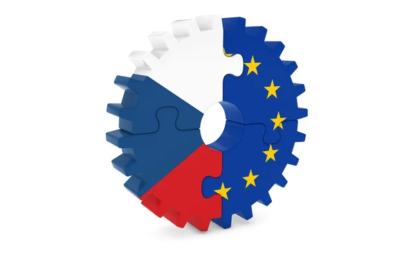 Concepto de cooperación checa y europea Ilustración 3D —  Fotos de Stock