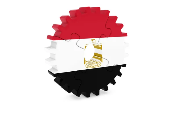 Egyptian Industry Concept - Flag of Egypt 3D Cog Wheel Puzzle Illustration — Stock Photo, Image