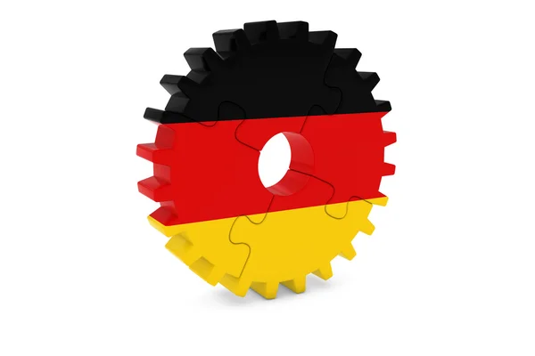 Concepto de la industria alemana - Bandera de Alemania 3D Cog Wheel Puzzle Illustration — Foto de Stock