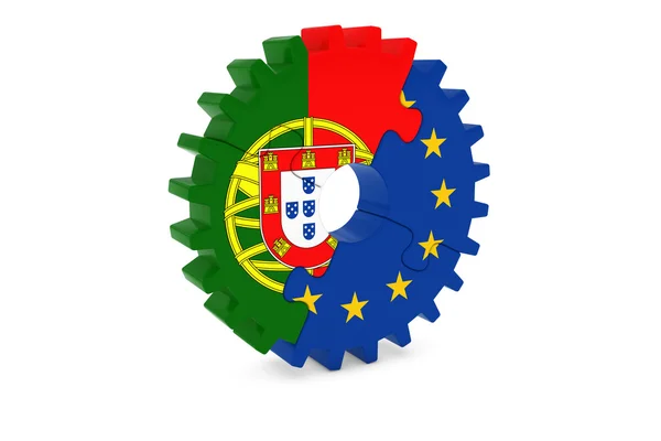Portugalski i Europejskiej współpracy koncepcja 3d ilustracja — Zdjęcie stockowe