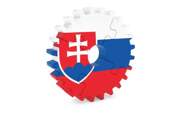 Slovakiska industrin koncept - flagga Slovakien 3d kugge hjulet pussel Illustration — Stockfoto