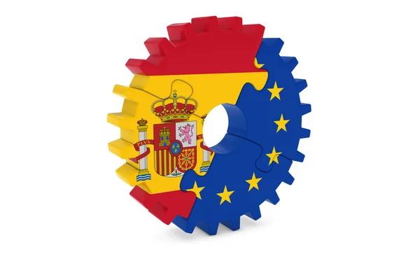 스페인과 유럽 협력 개념 3d 그림 — 스톡 사진