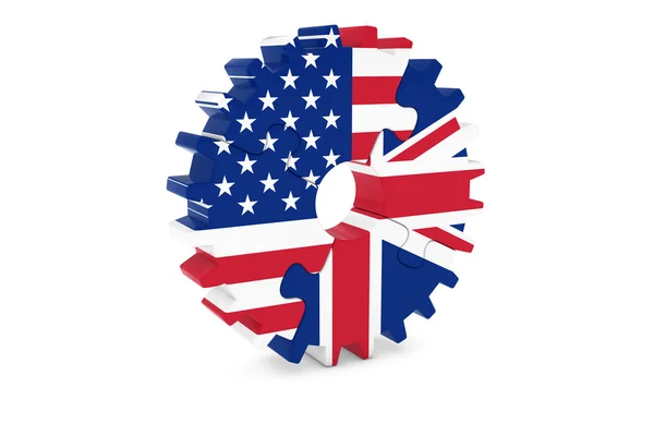 Concepto de cooperación americana y británica Ilustración 3D —  Fotos de Stock