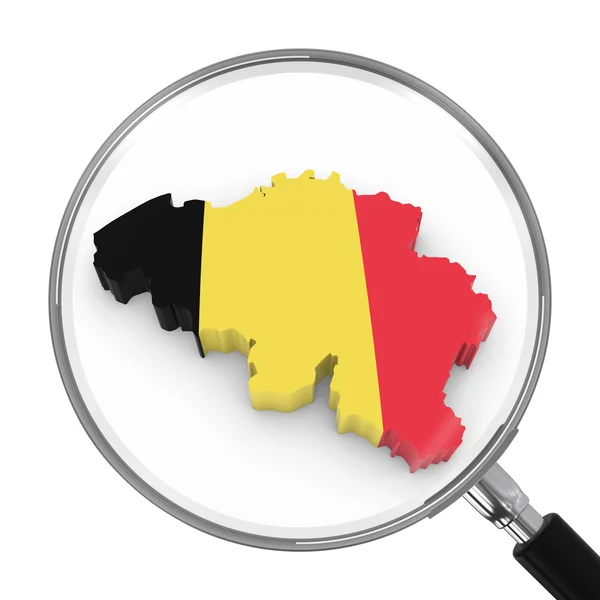 Belgien unter der Lupe - Umriss der belgischen Flagge - 3D-Illustration — Stockfoto