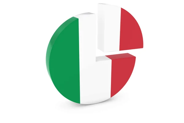 Italiaanse vlag cirkeldiagram - vlag van Italië kwartaal grafiek 3d illustratie — Stockfoto