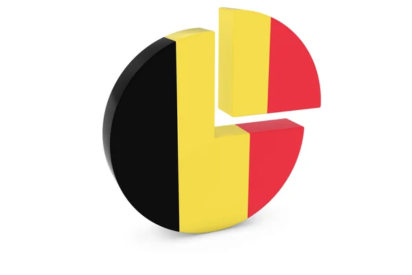 Belgische Flagge Tortendiagramm - Flagge von Belgien Vierteldiagramm 3D-Illustration — Stockfoto