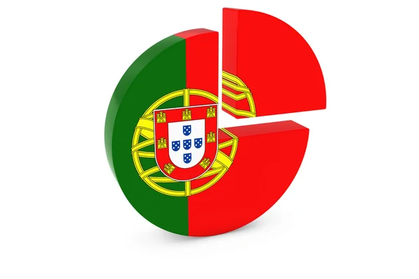 ポルトガルの旗円グラフ - ポルトガル四半期の旗グラフ 3 d イラストレーション — ストック写真