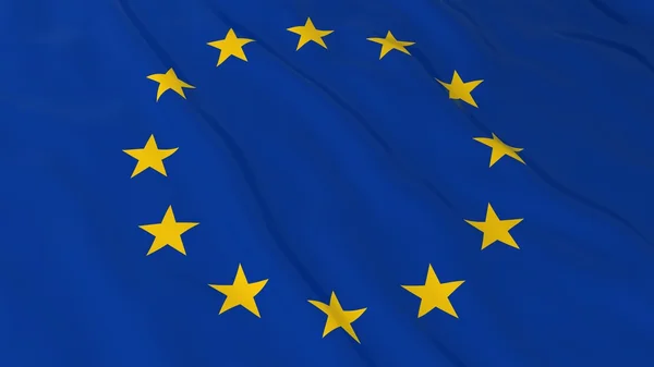 欧盟标志高清背景 - 欧洲国旗3D插图 — 图库照片