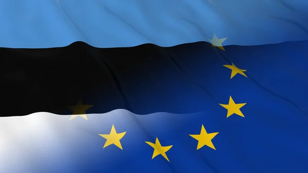 エストニア語と欧州連合の関係概念 - エストニアと Eu の結合フラグ 3 d イラストレーション — ストック写真