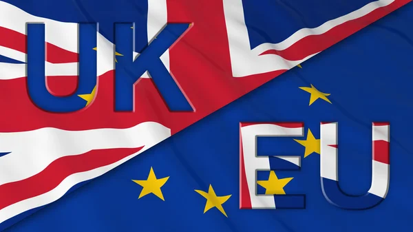 Brexit - Drapeaux du Royaume-Uni et de l'UE Illustration 3D — Photo