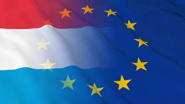 Luxemburgse en de Europese Unie betrekkingen Concept - samengevoegde lijst van vlaggen van Luxemburg en de Eu 3d illustratie — Stockfoto