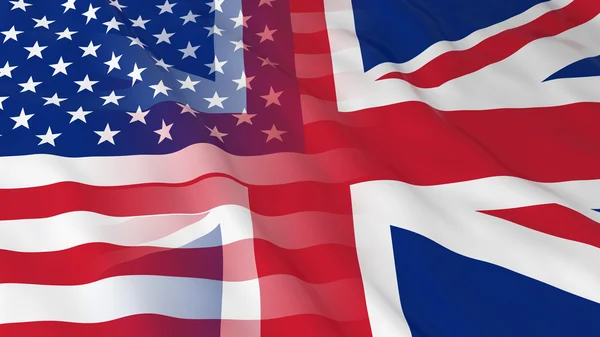 Amerikan ve İngiliz İlişkileri Kavramı - Birleşik Krallık ve Abd 3d İllüstrasyon Birleşik Bayrakları