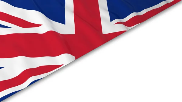 Esquina de bandera británica superpuesta sobre fondo blanco - Ilustración 3D — Foto de Stock