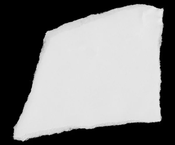 Siyah Arka Plan Üzerinde İzole Edilmiş Yırtık Beyaz Kağıt Hurda — Stok fotoğraf