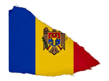Beyaz arka plan üzerinde izole kağıt hurda yırtık Moldova bayrağı