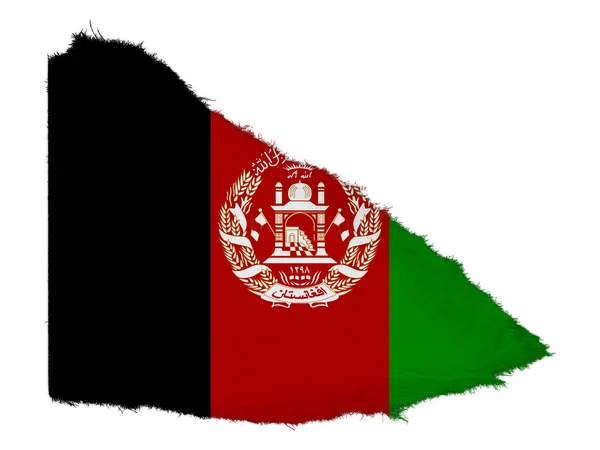 Флаг Афганистана разорванный бумажный лоскут изолирован на белом фоне — стоковое фото