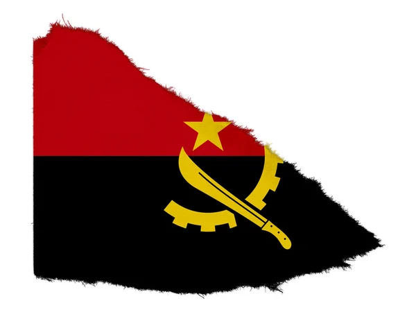 Bandera de Angola Desecho de papel desgarrado aislado sobre fondo blanco —  Fotos de Stock