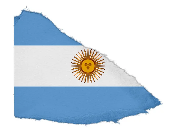 Bendera Argentina Kertas Torn Terisolasi di Latar Belakang Putih — Stok Foto