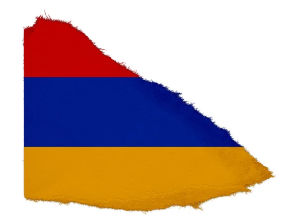 Bandeira da Arménia Sucata de Papel Rasgada Isolada em Fundo Branco — Fotografia de Stock