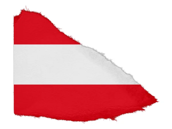 Flagge von Österreich zerrissen Papierschrott isoliert auf weißem Hintergrund — Stockfoto