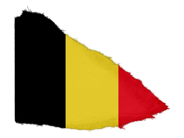 Flag of Belgium Torn Paper Scrap Isolated on White Background — Stock Photo, Image