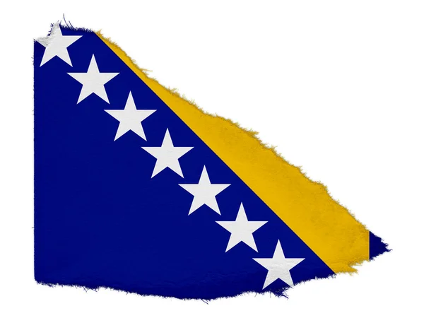 Beyaz arka plan üzerinde izole kağıt hurda yırtık Bosna Hersek bayrağı — Stok fotoğraf