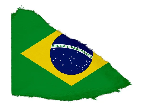 Bandeira do Brasil Sucata de papel rasgado isolada em fundo branco — Fotografia de Stock