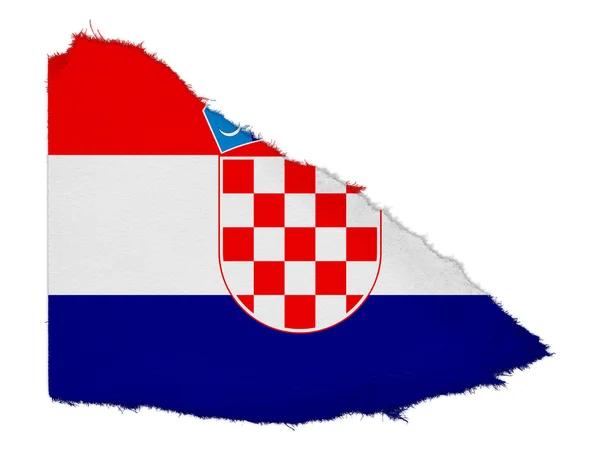 Beyaz arka plan üzerinde izole kağıt hurda yırtık Hırvatistan bayrağı — Stok fotoğraf