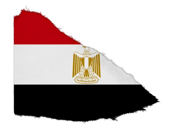 Vlag van Egypte gescheurd papier afval geïsoleerd op witte achtergrond — Stockfoto