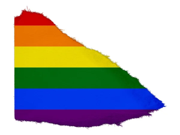 Drapeau de fierté gay déchiré de papier isolé sur fond blanc — Photo