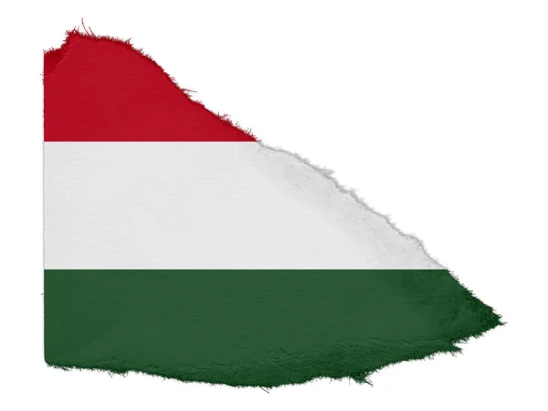Beyaz arka plan üzerinde izole kağıt hurda yırtık Macaristan bayrağı — Stok fotoğraf