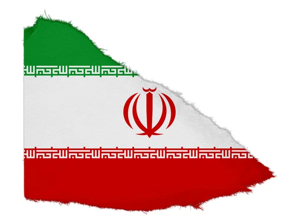 Vlag van Iran gescheurd papier afval geïsoleerd op witte achtergrond — Stockfoto