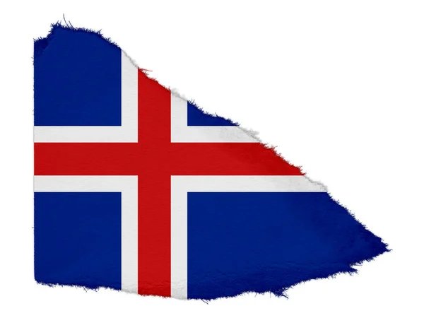 Bandeira da Islândia Sucata de papel rasgado isolada em fundo branco — Fotografia de Stock