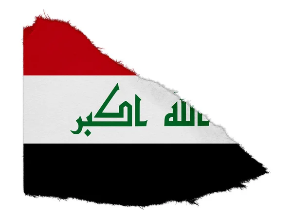 Flag of Iraq Torn Paper Scrap Isolated on White Background — Stock Photo, Image