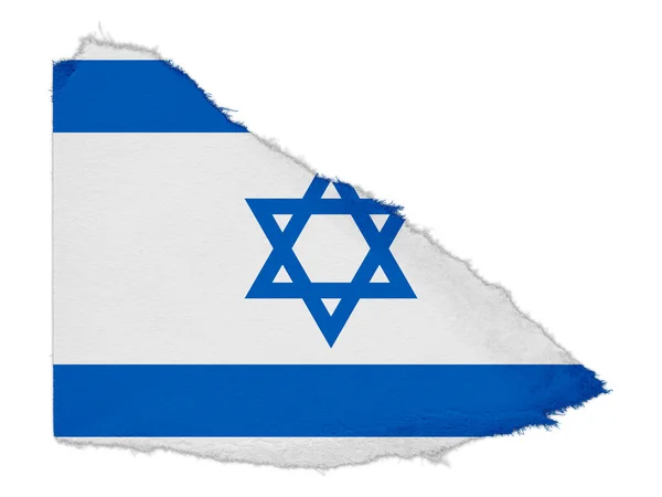 Bandeira de Israel Sucata de papel rasgado Isolada em fundo branco — Fotografia de Stock