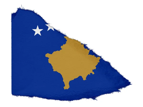 白い背景に分離された紙くずを引き裂かれたコソボの旗 — ストック写真