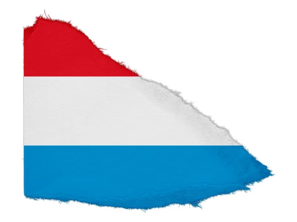 白い背景に分離された紙くずを引き裂かれたルクセンブルクの国旗 — ストック写真