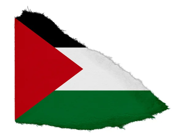 Флаг Палестины разорванный бумажный лоскут изолирован на белом фоне — стоковое фото