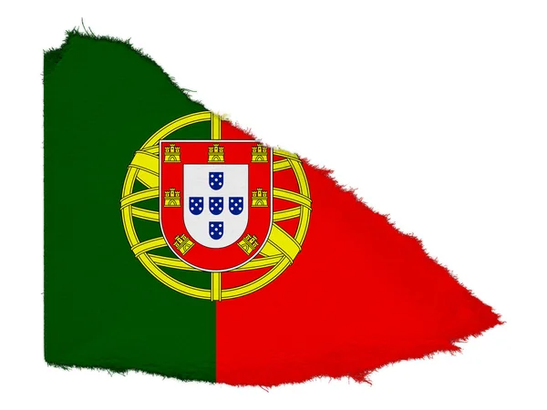 Flagge Portugals zerrissener Papierschrott isoliert auf weißem Hintergrund — Stockfoto