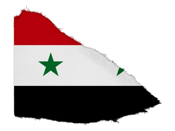 Flag of Syria Torn Paper Scrap Isolated on White Background — Stock Photo, Image