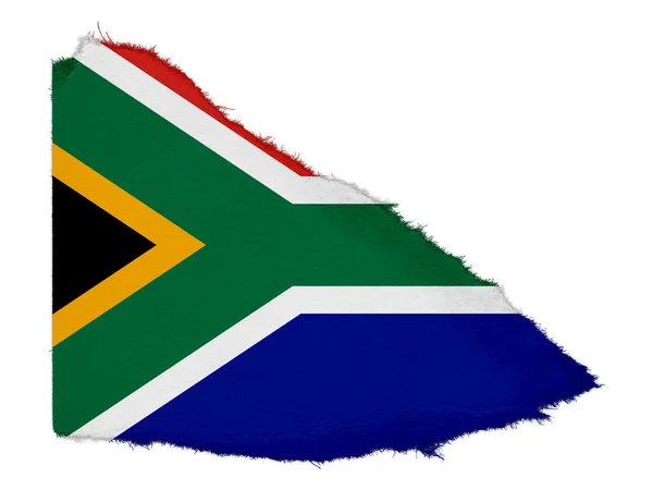 Flagga Sydafrika sönderrivet papper skrot isolerad på vit bakgrund — Stockfoto