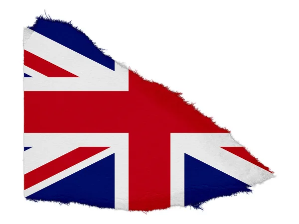 Flag of the United Kingdom Torn Paper Scrap Isolated on White Background — Stock Photo, Image