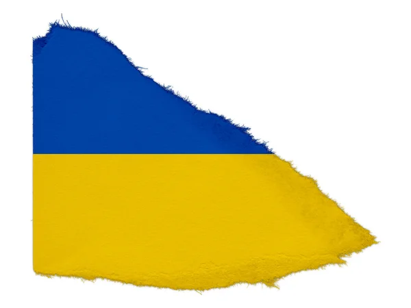 白い背景に分離された紙くずを引き裂かれたウクライナの旗 — ストック写真